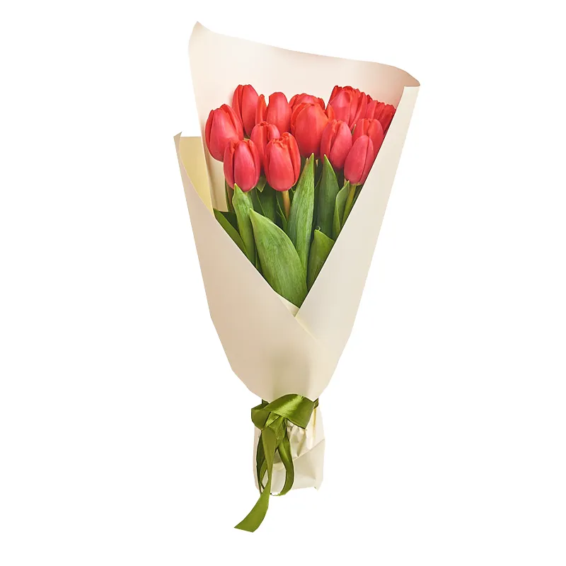 15 тюльпанов красного цвета