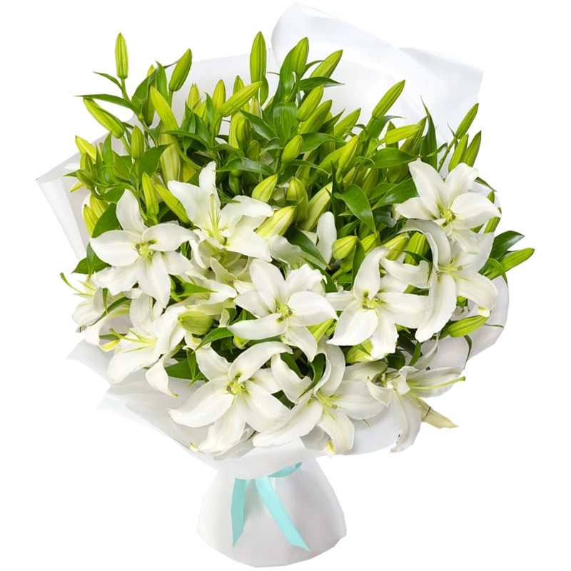 Букет из 11 белых лилий