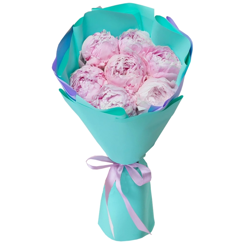 Букет из 7 нежно розовых пионов