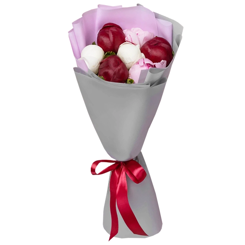 Букет из 7 пионов микс